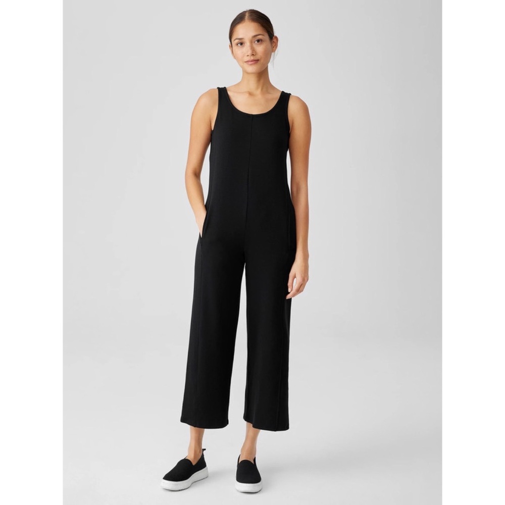 Eileen Fisher Cozy Brushed Terry Hug Jumpsuit Black Sz XXS - Picture 2 of 12